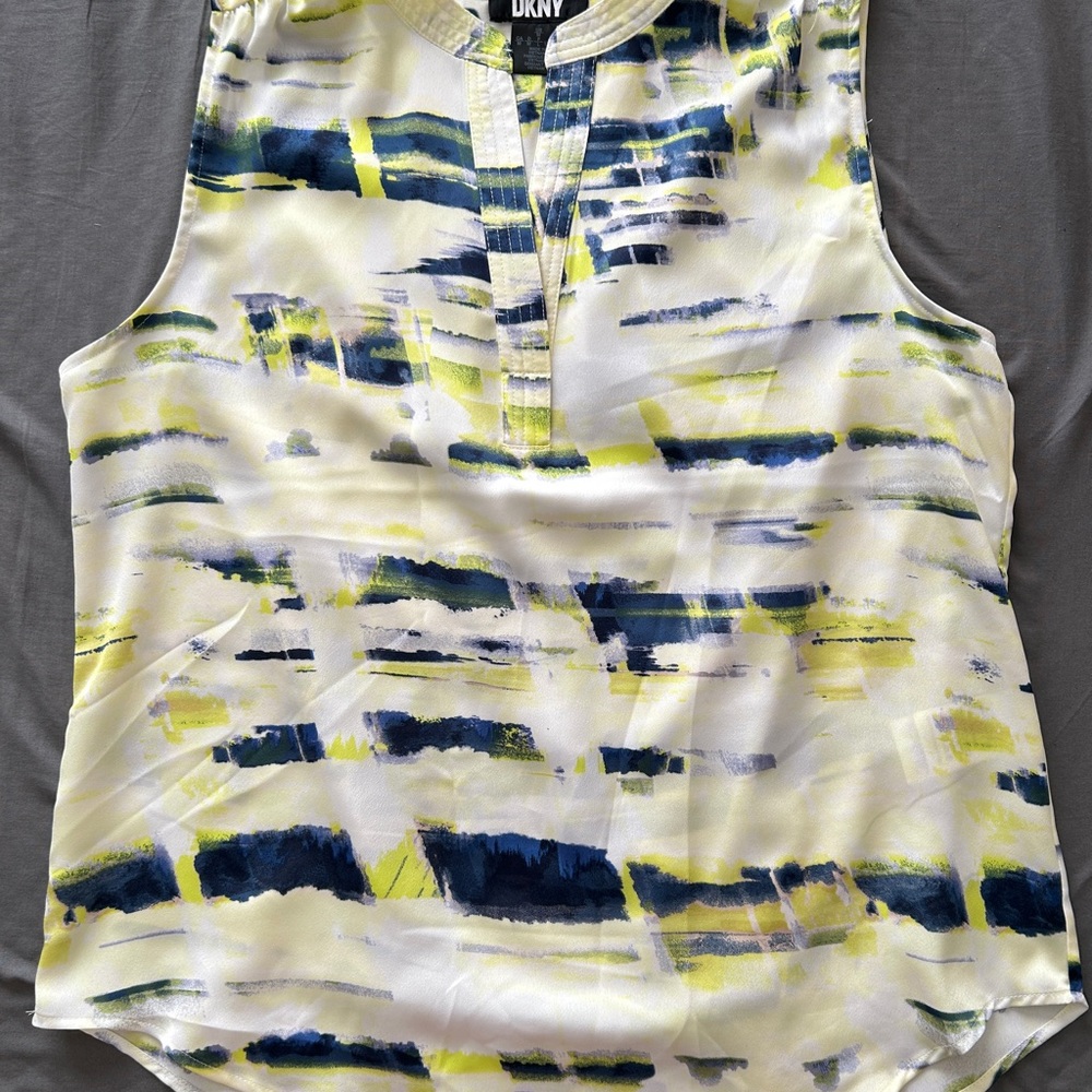DKNY Women's Sleeveless Top - Blue and Yellow